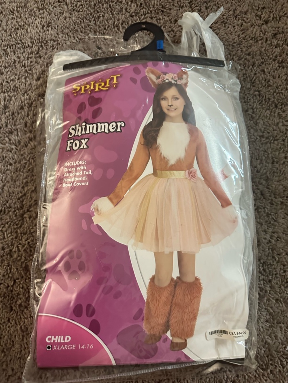 Spirit Shimmer Fox Kids Costume - Pink, Tan, White, Gold